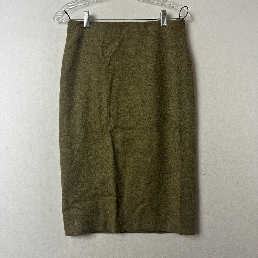 Narciso Rodriguez skirt sz 8 Wool Cashmere Unlined pencil green officesiren core